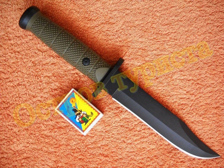 Нож охотничий туристический Columbia 2138B с пластиковым чехлом зеленый 30см, фото №7