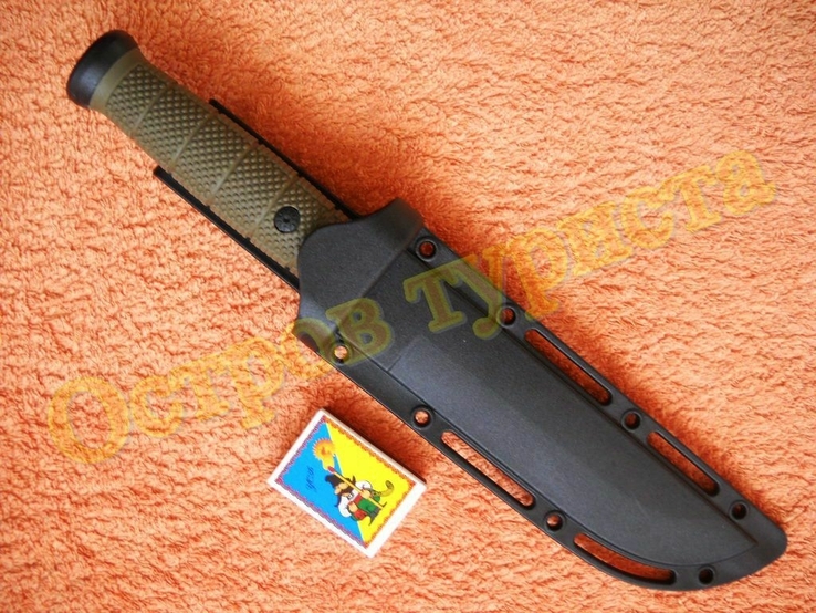 Нож охотничий туристический Columbia 2138B с пластиковым чехлом зеленый 30см, numer zdjęcia 8