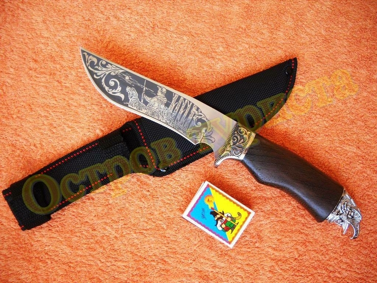 Охотничий тактический нож Сокол армейский сталь 65*13 с чехлом, фото №3