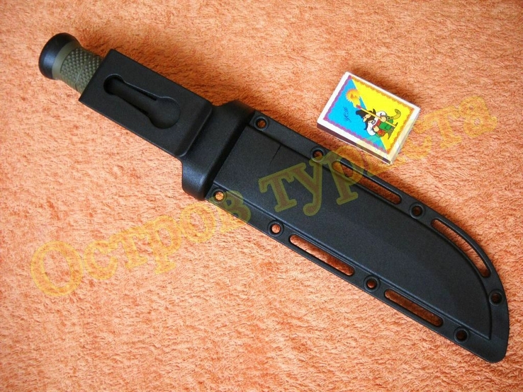 Нож охотничий туристический Columbia 2148B с пластиковым чехлом хаки 30см, numer zdjęcia 8