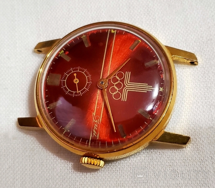 Олімпійський годинник Zim в позолоченому корпусі СРСР, фото №2