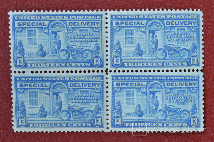 13 Центів США, Special Delivery 1944р. Поштар з Мотоциклом. Квартблок, фото №2