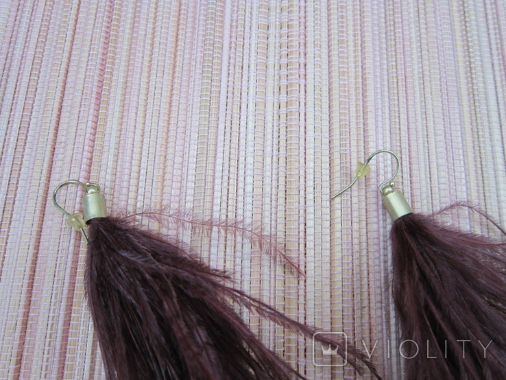  Довгі сережки з пір'ям страуса сережки зі страусиного пера, фото №4