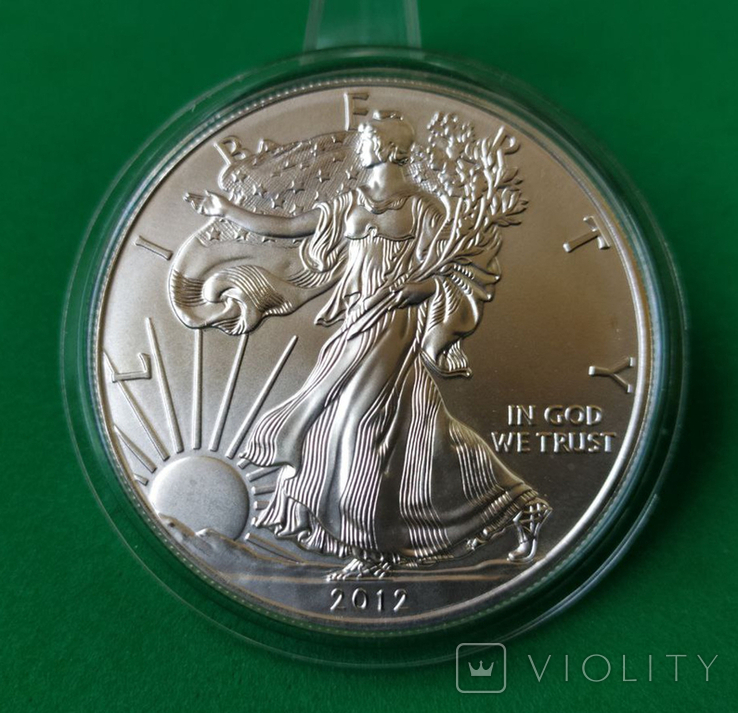 Шагающая Свобода 2012. 1 Доллар США. Серебро 999 (2), фото №2