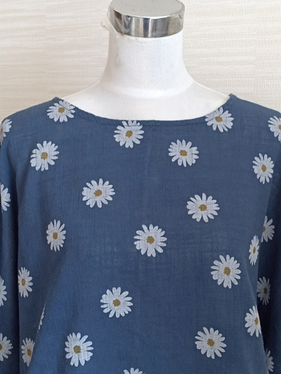 LV Clothing Красивая блузка женская свободного кроя Италия сизо синий в принт 54, photo number 4