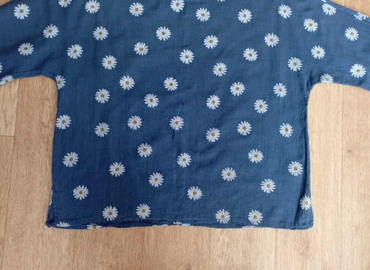 LV Clothing Красивая блузка женская свободного кроя Италия сизо синий в принт 54, numer zdjęcia 10