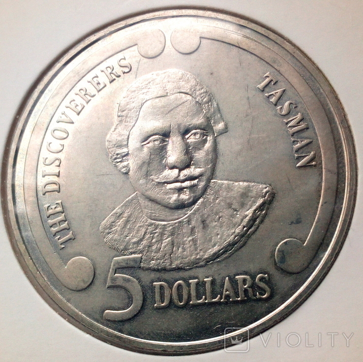 Новая Зеландия 5 долларов 1992 г. Абел Тасман (тираж 20 тыс.), фото №6