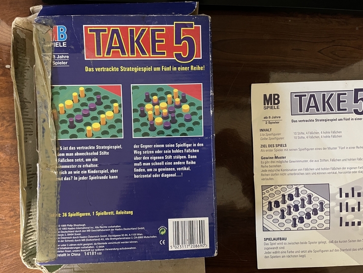Take 5 1993 Hasbro Milton Bradley вінтаж настільна гра, photo number 3