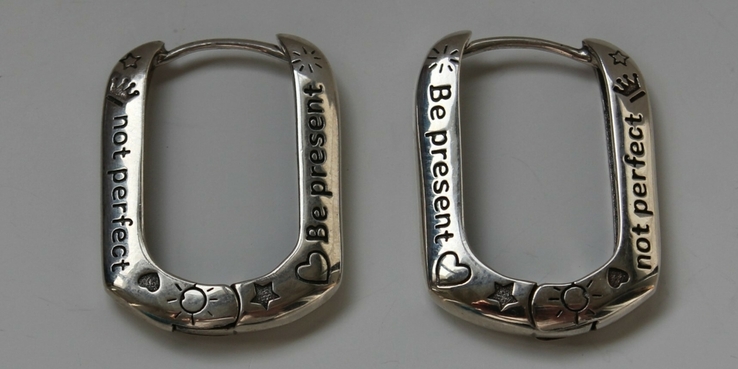 Серебряные серьги-кольца из серебра 925 пробы be present, фото №3