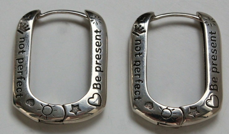 Серебряные серьги-кольца из серебра 925 пробы be present, фото №5