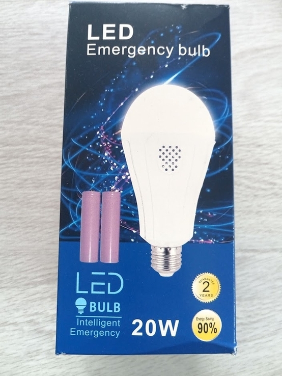 Лампочка с аккумулятором (2х18650) LED Emergency Bulb 20Вт, фото №6
