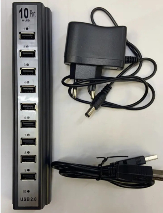 USB хаб hub 10 портов разветвитель активный YTR, photo number 3