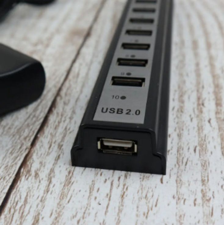 USB хаб hub 10 портов разветвитель активный YTR, фото №5