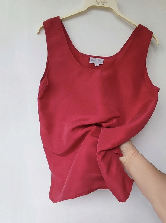 Шовкова вінтажна блуза майка 100% шовк Gina Monti, made in Italy, фото №4