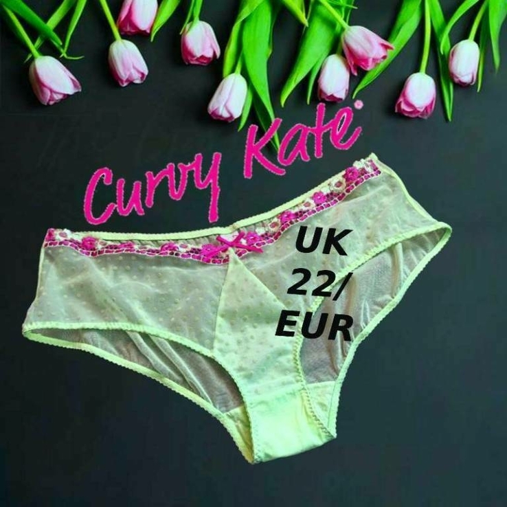 Curvy Kate UK22/EUR48 Красивые трусы женские сеточка салатовые с розовым, numer zdjęcia 2