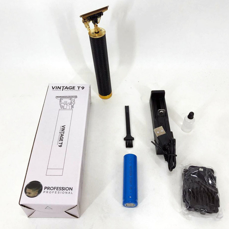 Акумуляторна машинка для стрижки волосся та бороди T9, 4 насадки (1.5, 2, 3, 4 мм), фото №2
