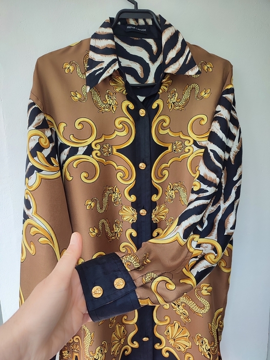 Вінтажна шовкова блуза сорочка бренд Rena Lange, оригінал, photo number 8