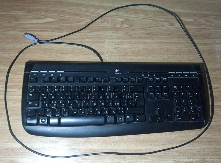 Клавиатура и мышь Logitech под разьёмы старого образца PS/2 (фиолетовый и зелёный), фото №2