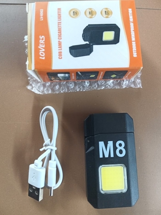 Електроімпульсна спіральна запальничка на акумуляторі з LED-ліхтариком зарядка від USB, фото №4