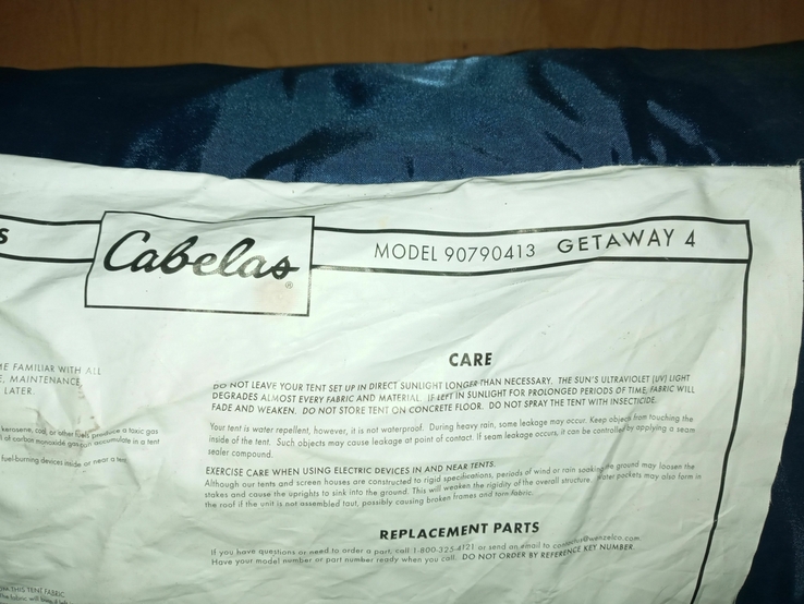 Палатка Cabela's Getaway 4, США, модель 90790413, 4-х местная, с куполом, с сумкой., фото №4
