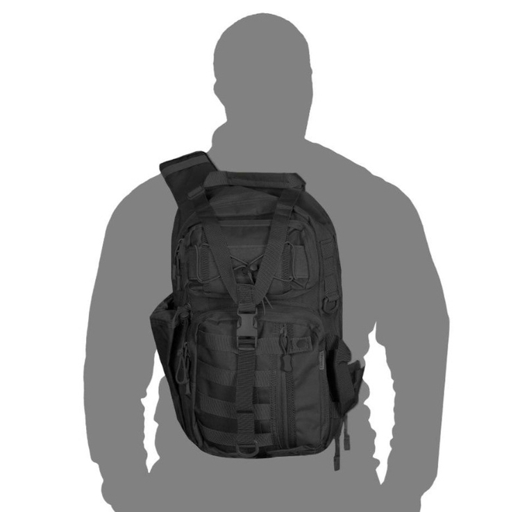 Тактичний однолямковий рюкзак з прихованим відділенням для зброї Camotec TCB Чорний, фото №2