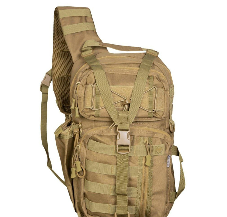 Тактичний однолямковий рюкзак з прихованим відділенням для зброї Camotec TCB Койот, numer zdjęcia 2