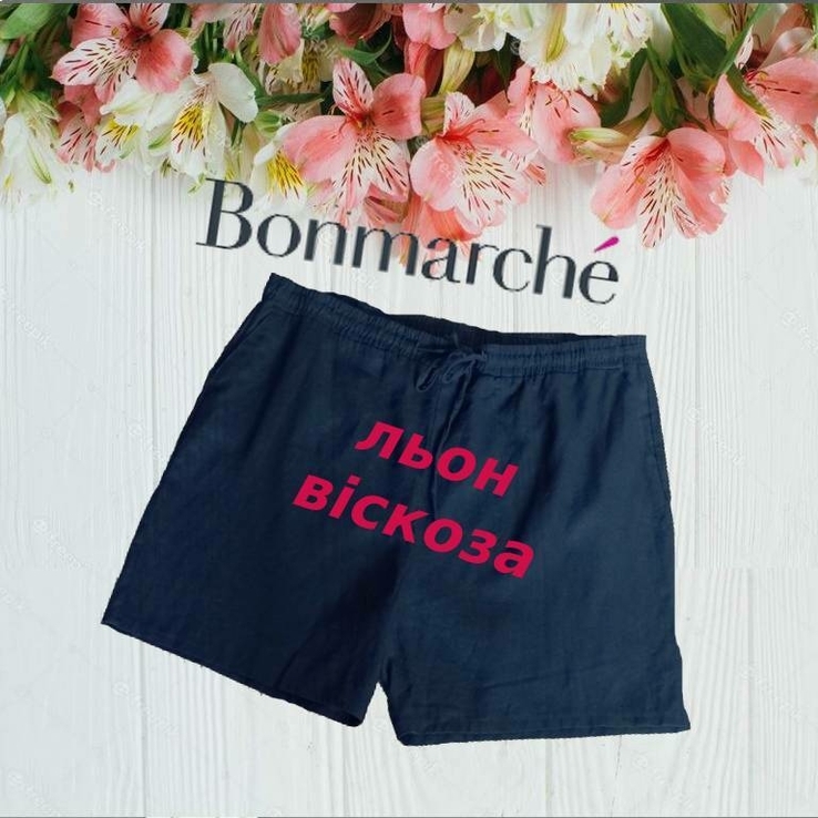 Bonmarche Красивые льняные женские шорты большой размер т синие 22, фото №2