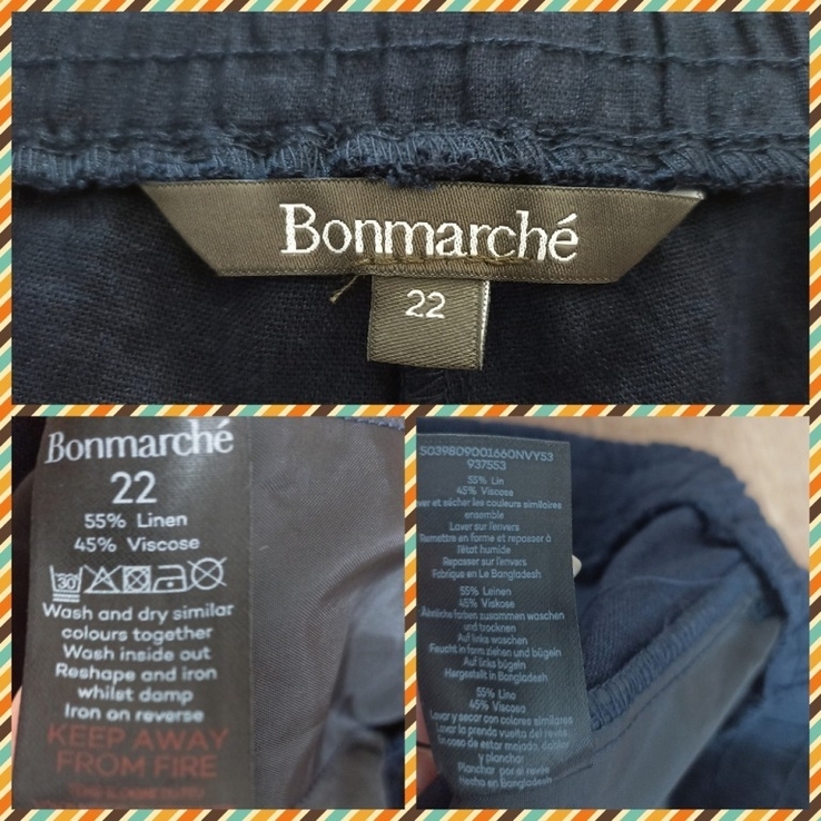 Bonmarche Красивые льняные женские шорты большой размер т синие 22, фото №10