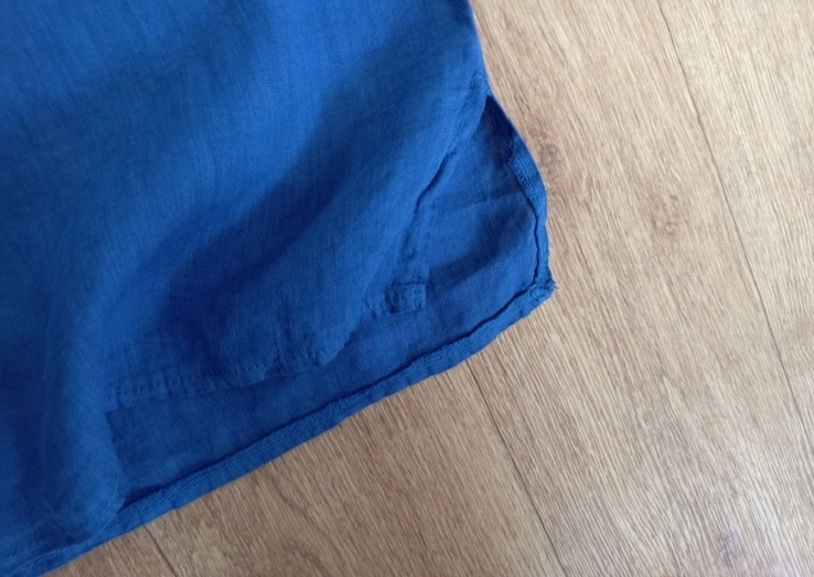 Итальянская льняная красивая женская блузка васильково синяя, фото №10