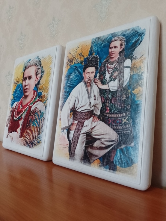 Тарас Шевченко та Леся Українка портрет, картини на дереві., фото №3