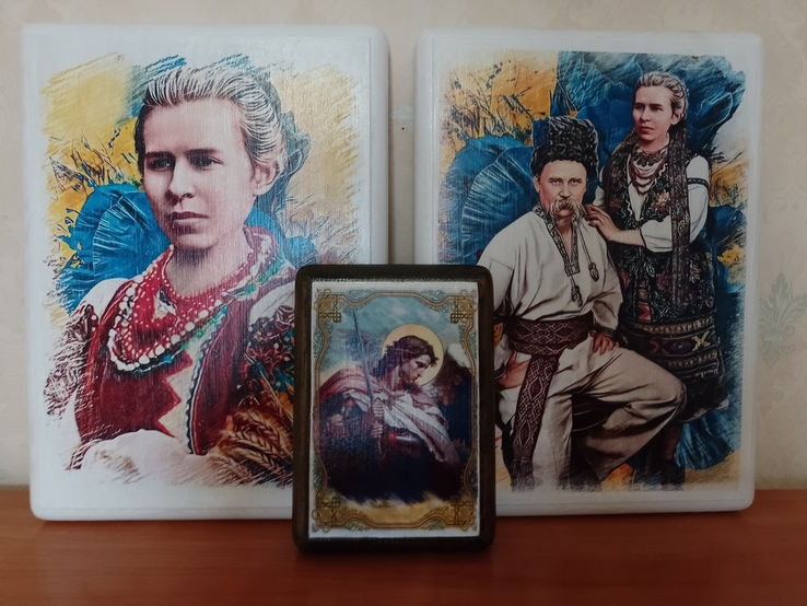 Тарас Шевченко та Леся Українка портрет, картини на дереві., фото №6