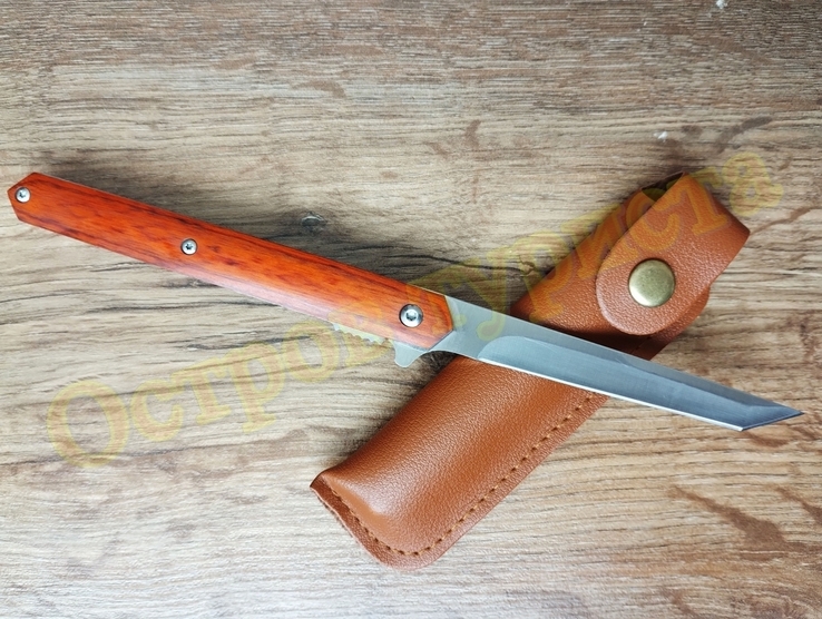 Нож складной M390 Brown на подшипниках Флиппер танто с чехлом, фото №4