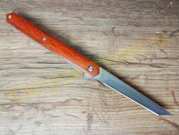 Нож складной M390 Brown на подшипниках Флиппер танто с чехлом, фото №6