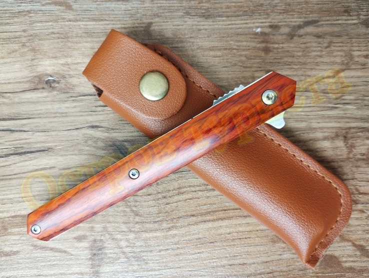 Нож складной M390 Brown на подшипниках Флиппер танто с чехлом, фото №10