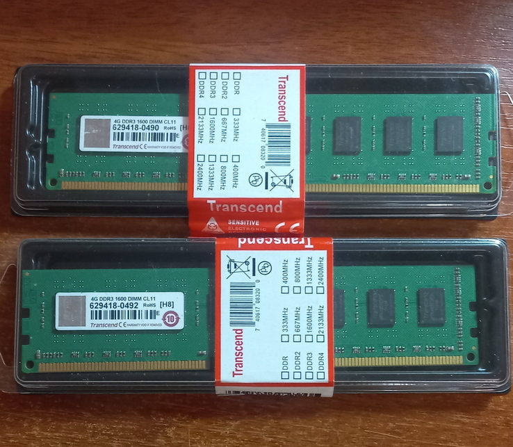 Оперативная память Transcend 8ГБ DDR 3 1600 MHz две планки по 4ГБ, фото №2