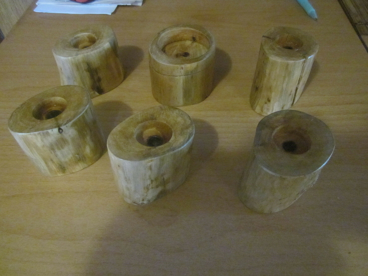 Подсвечник деревянный-вишня-лак в лоте-3 шт,высота-5 см, photo number 2