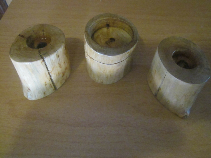Подсвечник деревянный-вишня-лак в лоте-3 шт,высота-5 см, фото №4