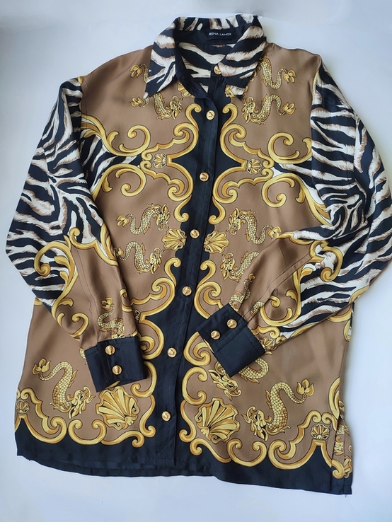 Вінтажна шовкова блуза сорочка бренд Rena Lange, оригінал, фото №3