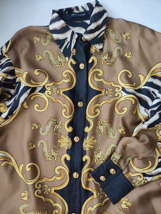 Вінтажна шовкова блуза сорочка бренд Rena Lange, оригінал, фото №5