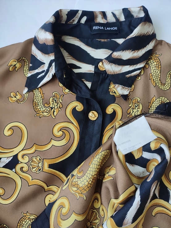 Вінтажна шовкова блуза сорочка бренд Rena Lange, оригінал, numer zdjęcia 7