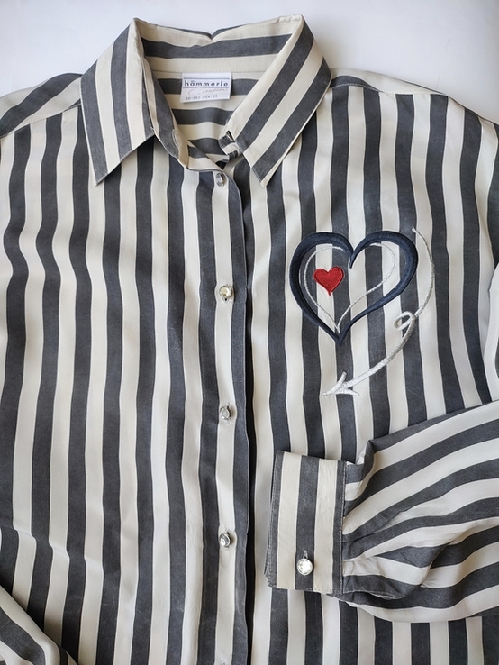 Шовкова вінтажна сорочка блуза в смужку Hammerle, Австрія, фото №8