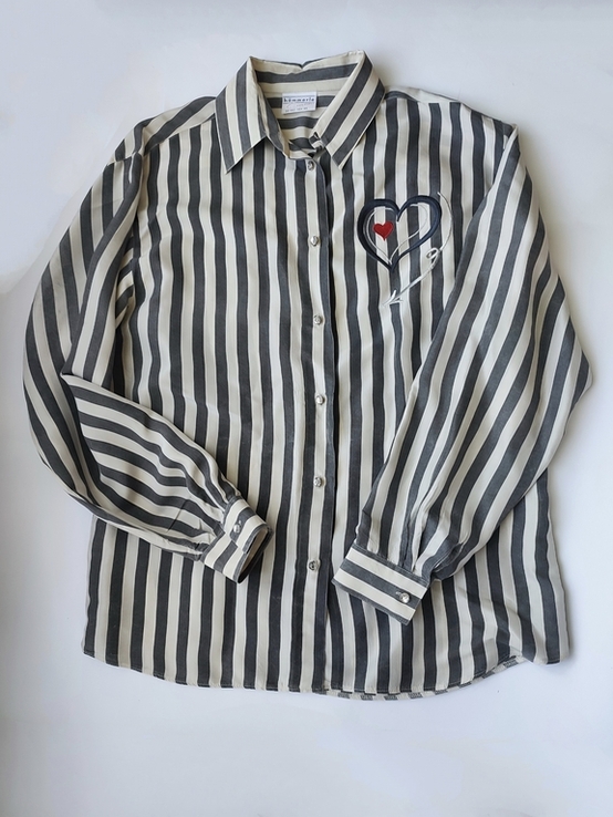 Шовкова вінтажна сорочка блуза в смужку Hammerle, Австрія, numer zdjęcia 9