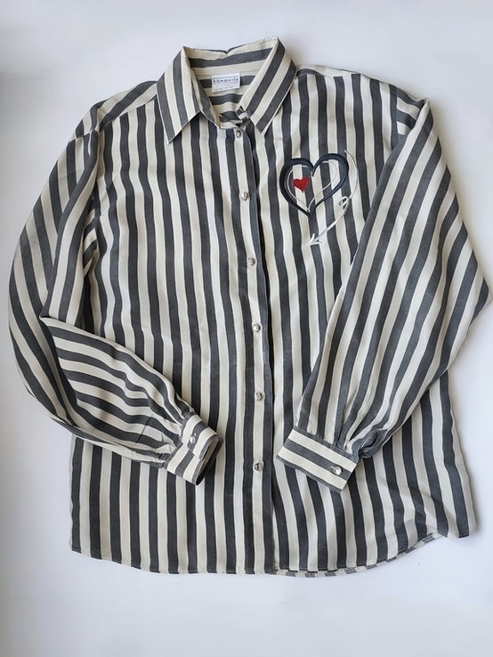 Шовкова вінтажна сорочка блуза в смужку Hammerle, Австрія, numer zdjęcia 10