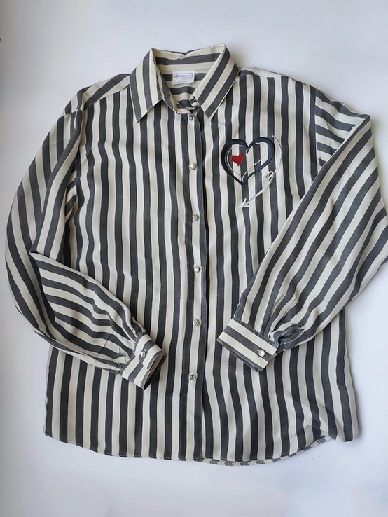 Шовкова вінтажна сорочка блуза в смужку Hammerle, Австрія, numer zdjęcia 11