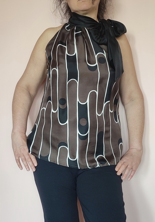 Шикарна 100% шовкова блуза з бантом бренд Zara, фото №5