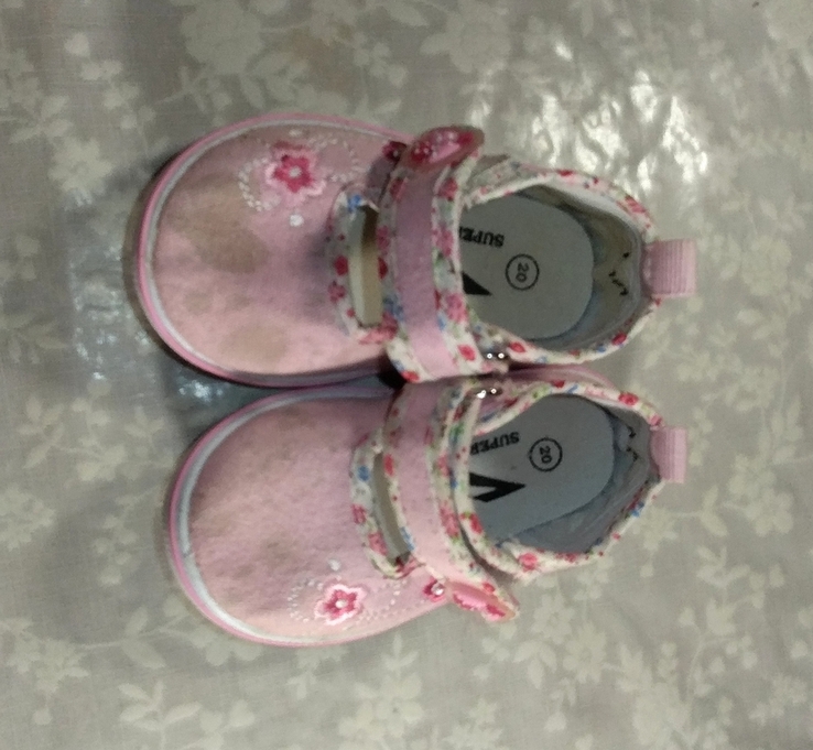 Туфельки детские для девочки на липучках, 20-й размер, стелька - 14.7 см, фото №7