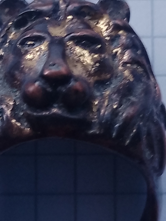 Кольцо голова льва цветной металл, фото №2