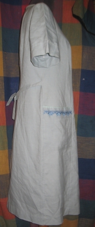 Вінтажний сукня -халат льняний з ручною вишивкою., photo number 4