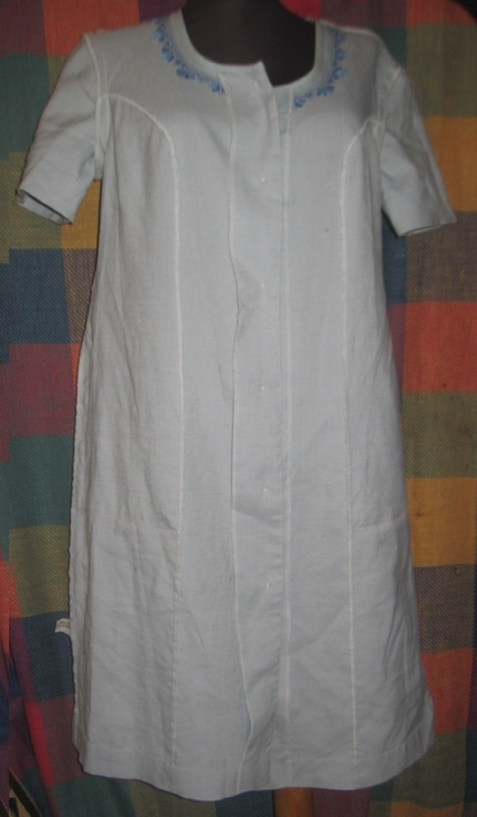 Вінтажний сукня -халат льняний з ручною вишивкою., photo number 6