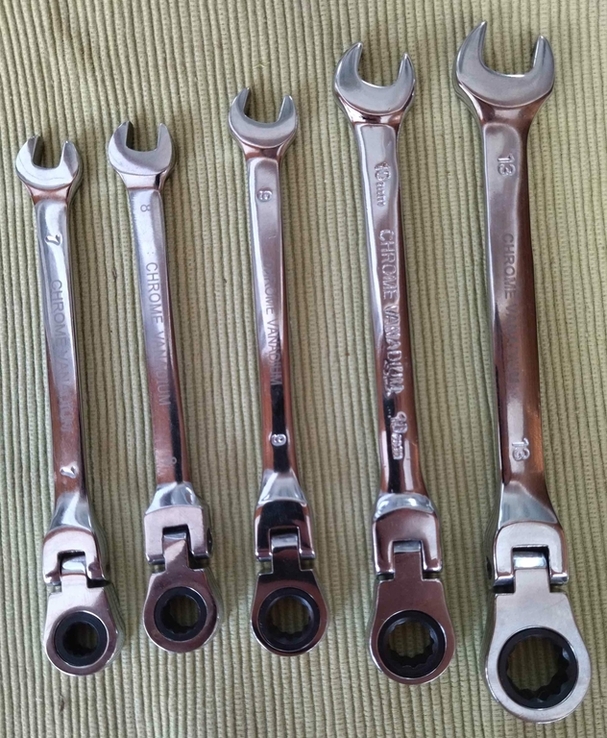 Ключи рожковые, накидные с храповым механизмом (трещетка) 5 шт., фото №3
